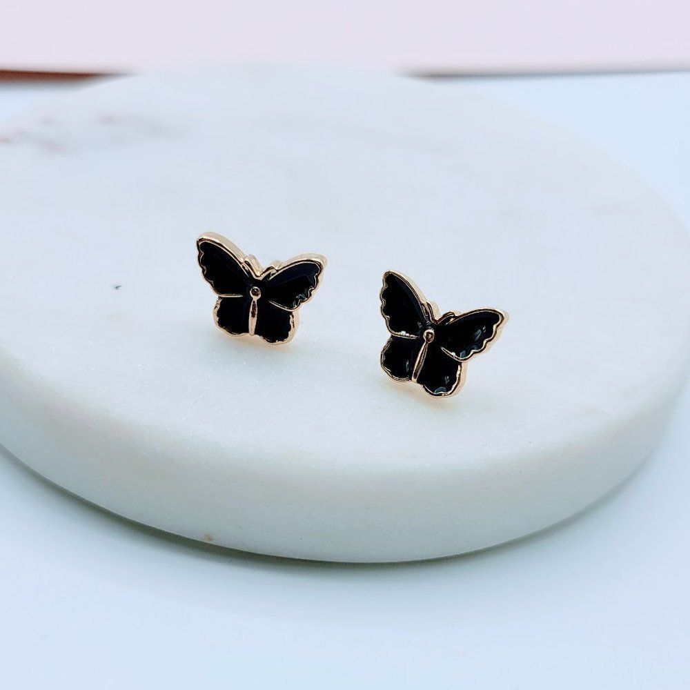 5/$25 Black Butterfly Small Stud Earrings - Picture 9 of 11